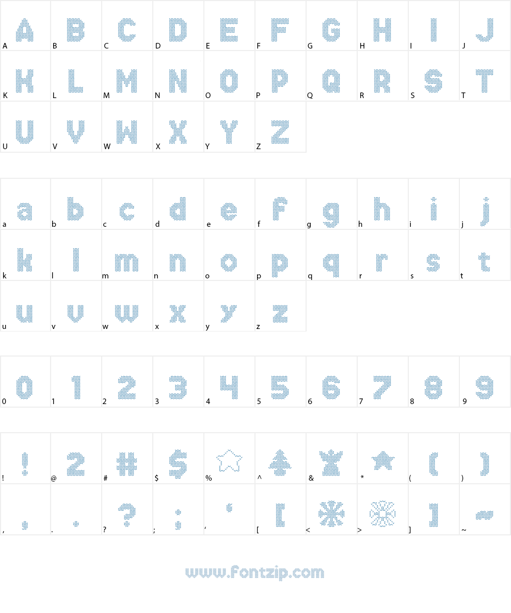 Xmas Sweater Stitch Font Character